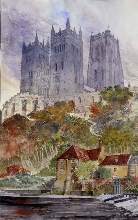 Durham Cathedral, England, vintage artwork by Cass Gilbert, 12x8" (A4) Poster