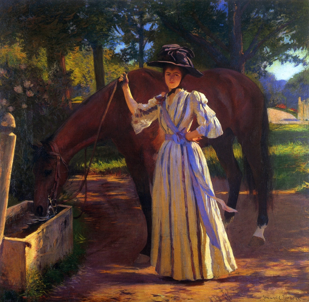 Girl and Horse by Edmund Tarbell,A3(16x12")Poster