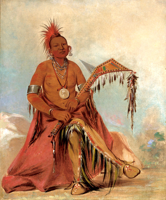 Cler-mónt, First Chief of the Tribe, vintage artwork by George Catlin, A3 (16x12") Poster Print