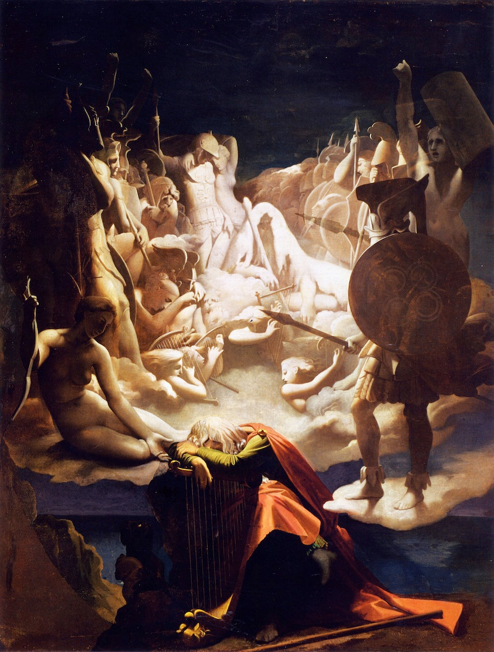 The Dream of Ossian, vintage artwork by Jean-Auguste-Dominique Ingres, 12x8" (A4) Poster