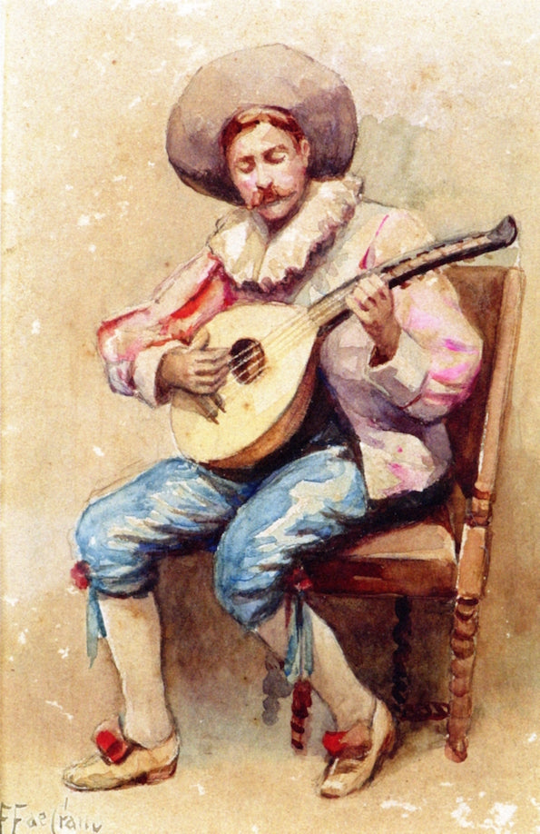 Mandolin Player, vintage artwork by Felix de Crano, 12x8" (A4) Poster