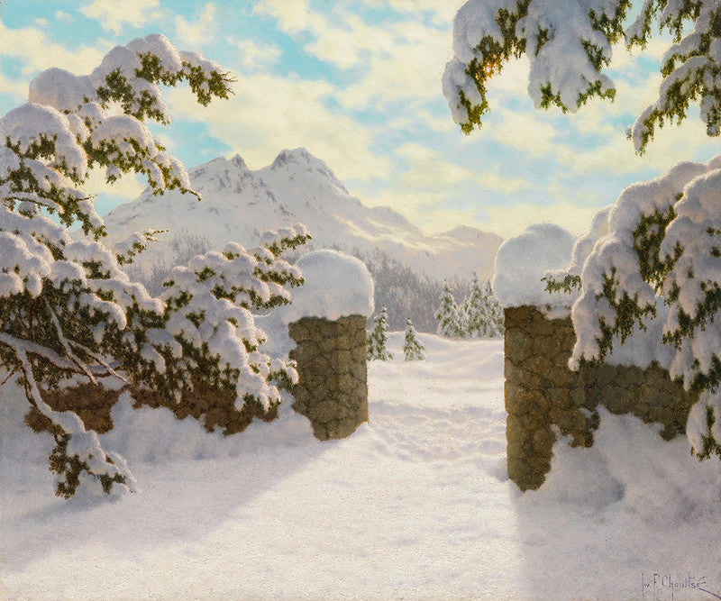 Winter Sun in Switzerland, vintage artwork by Ivan Fedorovich Choultse, 12x8" (A4) Poster