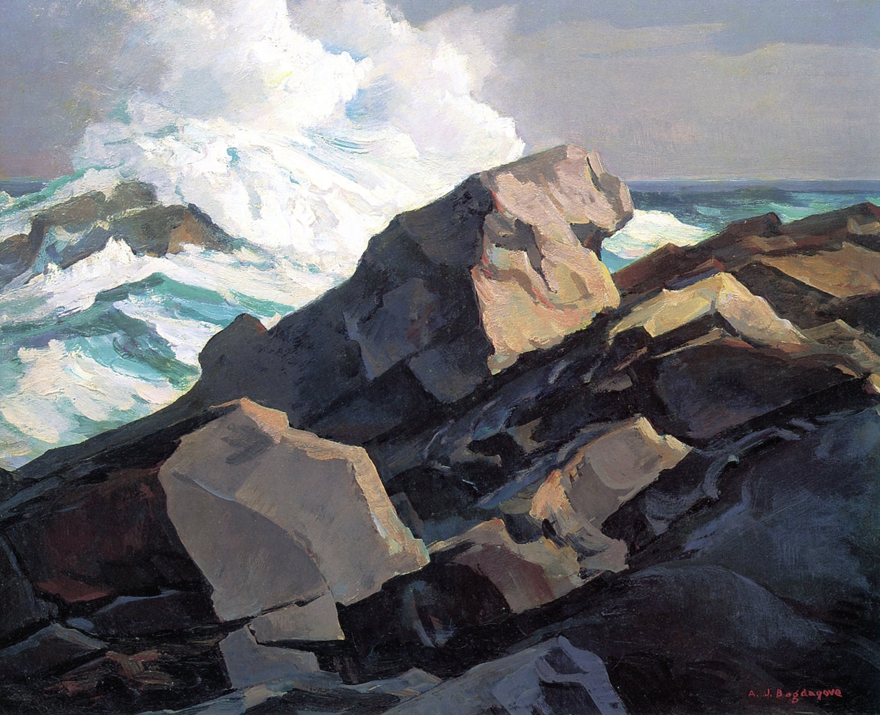 Low Tide Surf, vintage artwork by Abraham J. Bogdanove, 12x8" (A4) Poster
