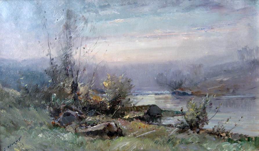 Un matin à Villerest, vintage artwork by Emile Noirot, 12x8" (A4) Poster