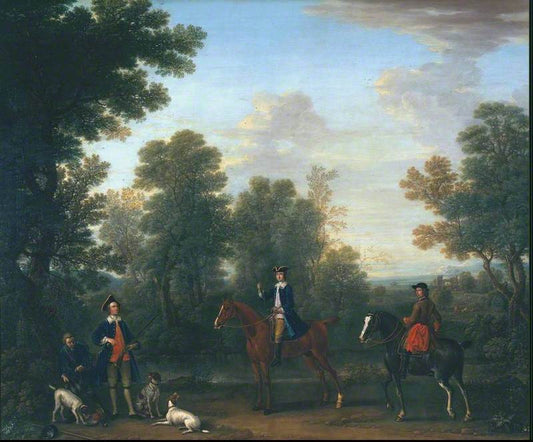 George Henry Lee and his Uncle Robert Lee Shooting in 'True Blue' Frock Coats, vintage artwork by John Wootton, 12x8" (A4) Poster