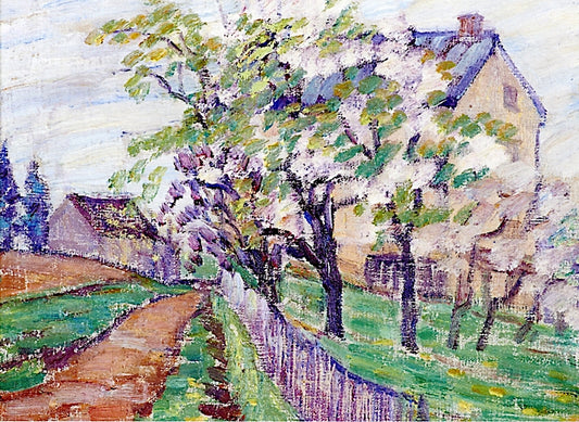 Country Road with House and Barn by Maude Drein Bryant,16x12(A3) Poster