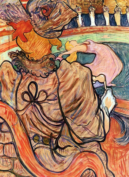 At the Nouveau Cirque: the Dancer and Five Stuffed Shirts, vintage artwork by Henri de Toulouse-Lautrec, 12x8" (A4) Poster