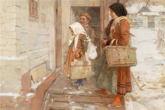 Homecoming, vintage artwork by Josef Douba, 12x8" (A4) Poster