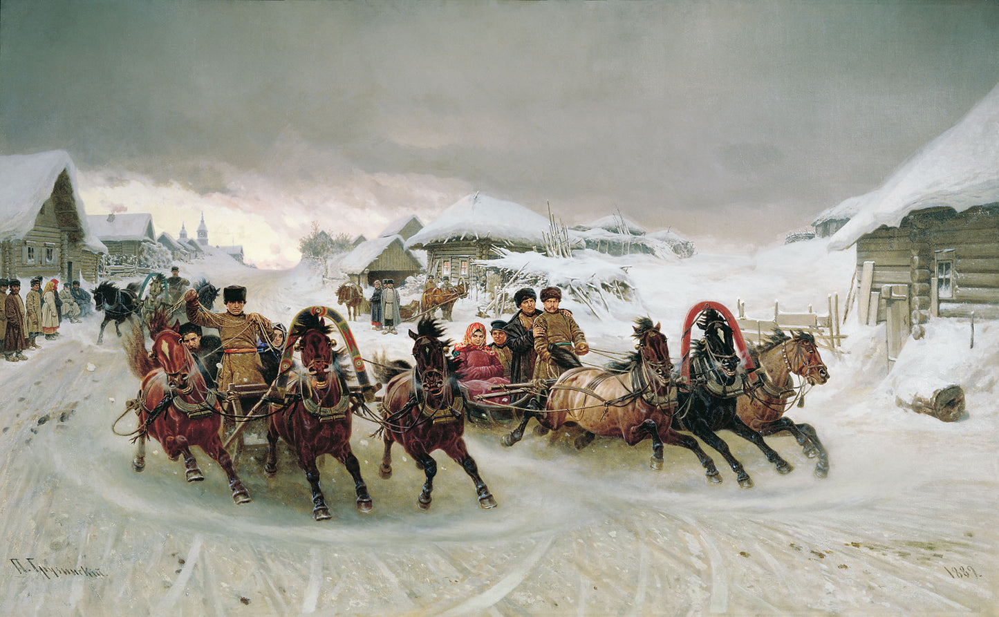 Maslenitsa, vintage artwork by Pyotr Gruzinsky, 12x8" (A4) Poster