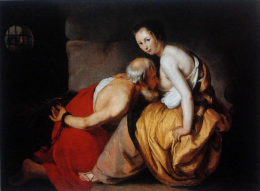 Caritas Romana, vintage artwork by Hendrick Bloemaert, 12x8" (A4) Poster