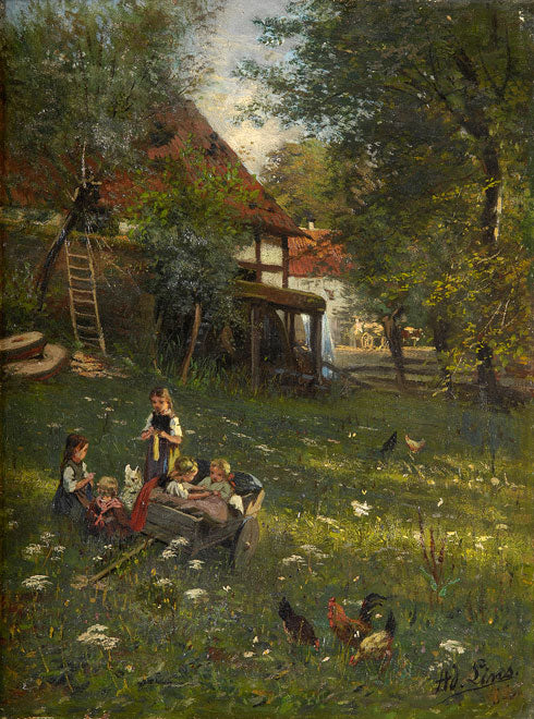 Playing Children by Adolf Lins,A3(16x12")Poster
