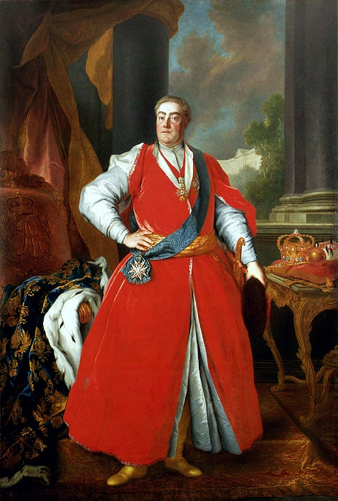 Portrait of King Augustus III in Polish Costume, vintage artwork by Louis de Silvestre, 12x8" (A4) Poster