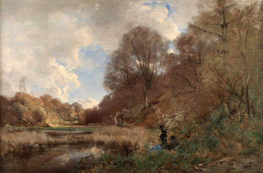 Summer day at the river, vintage artwork by Periklis Pantazis, 12x8" (A4) Poster