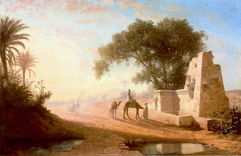 A Fountain in the Desert, vintage artwork by Charles Theodore Frère, A3 (16x12") Poster Print