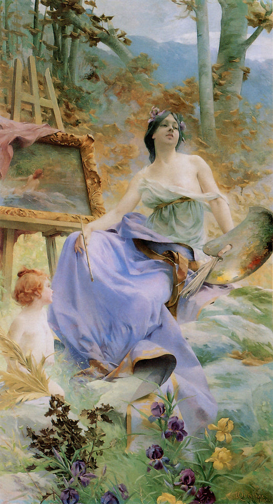 La Peinture, vintage artwork by Paul Francois Quinsac, 12x8" (A4) Poster