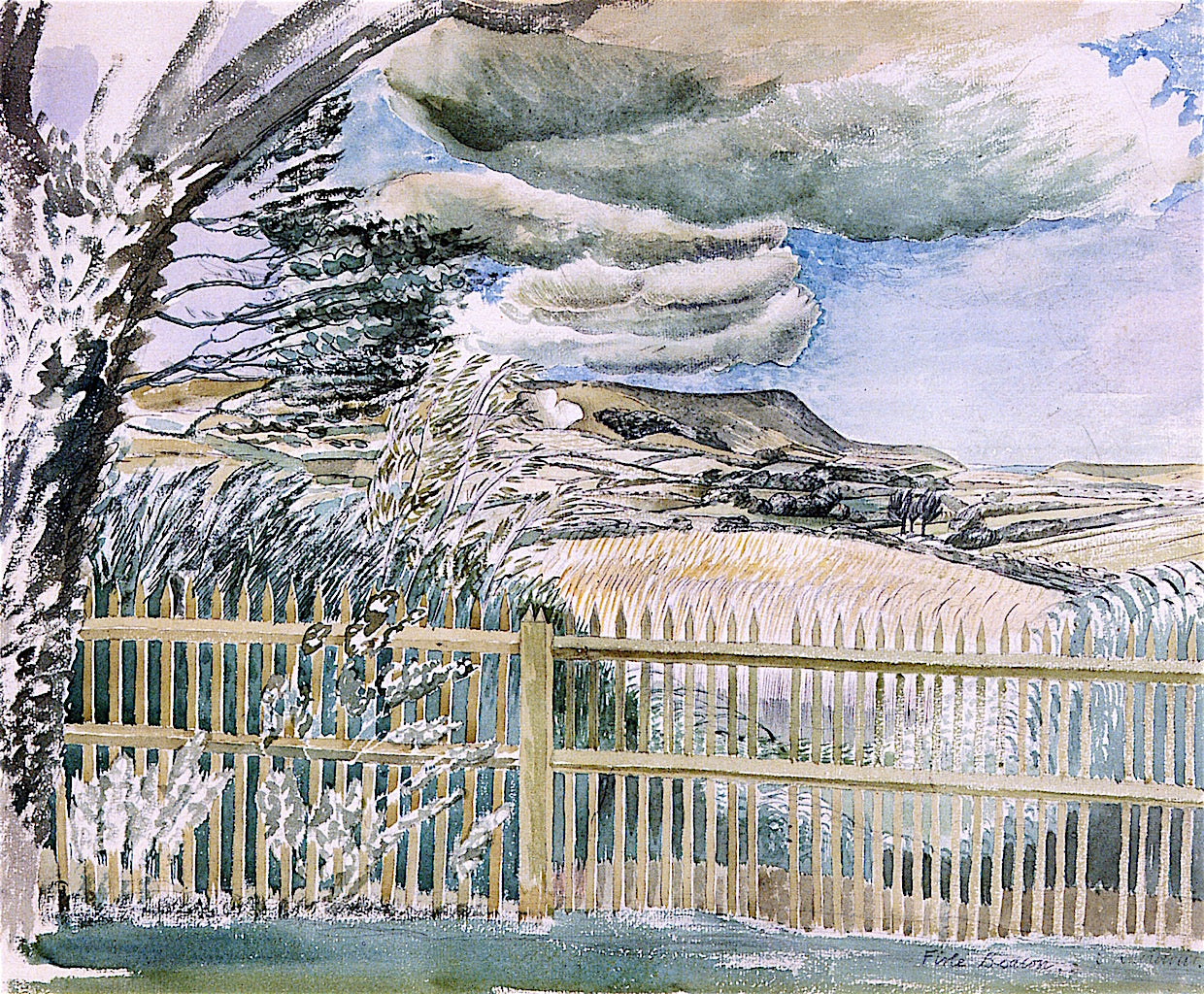 Firle Beacon, Sussex, vintage artwork by Eric Ravilious, 12x8" (A4) Poster