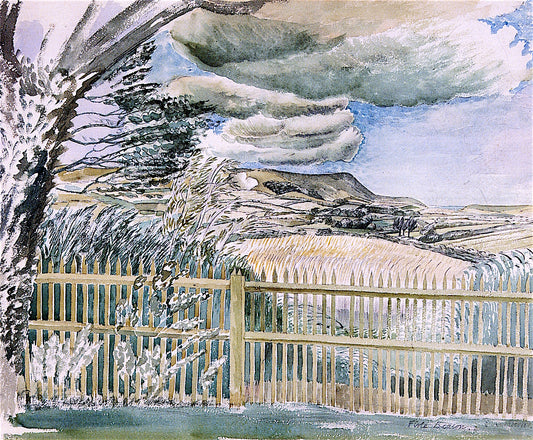 Firle Beacon, Sussex, vintage artwork by Eric Ravilious, 12x8" (A4) Poster