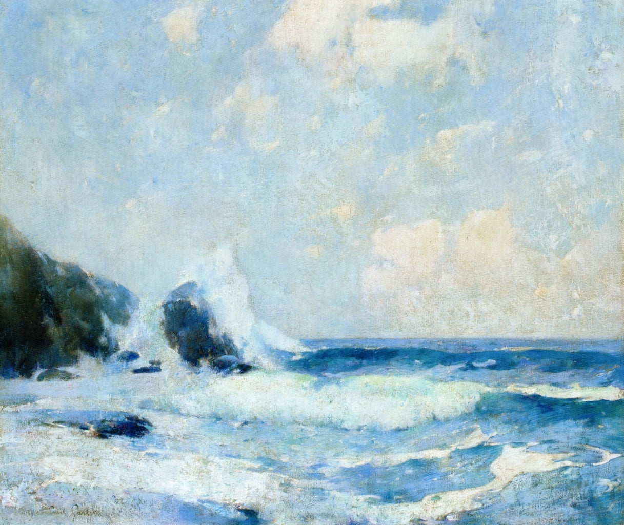 Full Tide Coast of Maine, vintage artwork by Emil (Soren Emil) Carlsen, 12x8" (A4) Poster
