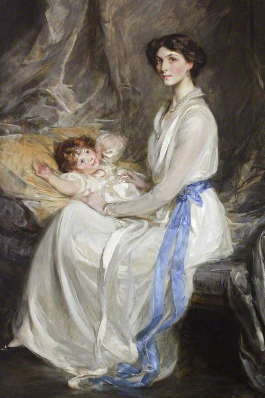 Lady Winifred Paget and Her Infant Son, vintage artwork by Sir James Jebusa Shannon, 12x8" (A4) Poster