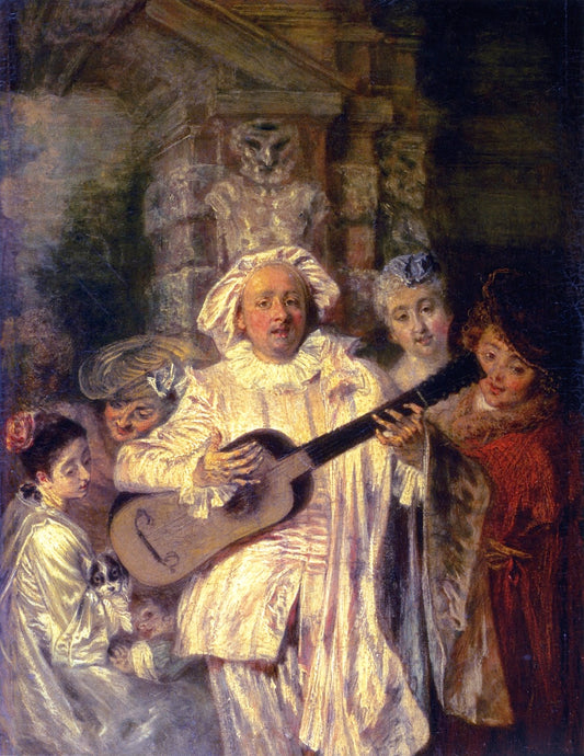 In the Costume of Mezzetin, vintage artwork by Jean-Antoine Watteau, 12x8" (A4) Poster