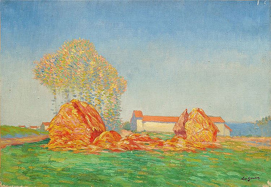 Farm View, vintage artwork by Leo Gausson, 12x8" (A4) Poster