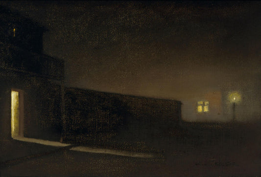 Nocturnal Street Scene, vintage artwork by Charles Rollo Peters, 12x8" (A4) Poster