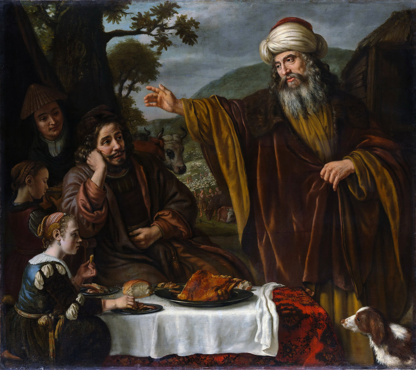 Abraham’s Parting from the Family of Lot, vintage artwork by Jan Victors, 12x8" (A4) Poster