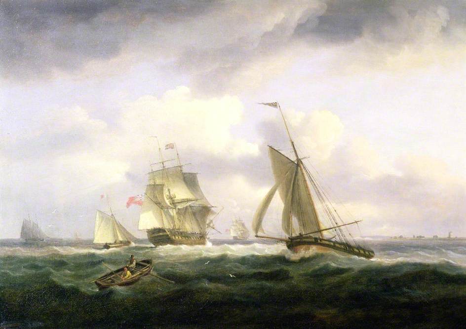 In the Channel, vintage artwork by Thomas Luny, 12x8" (A4) Poster