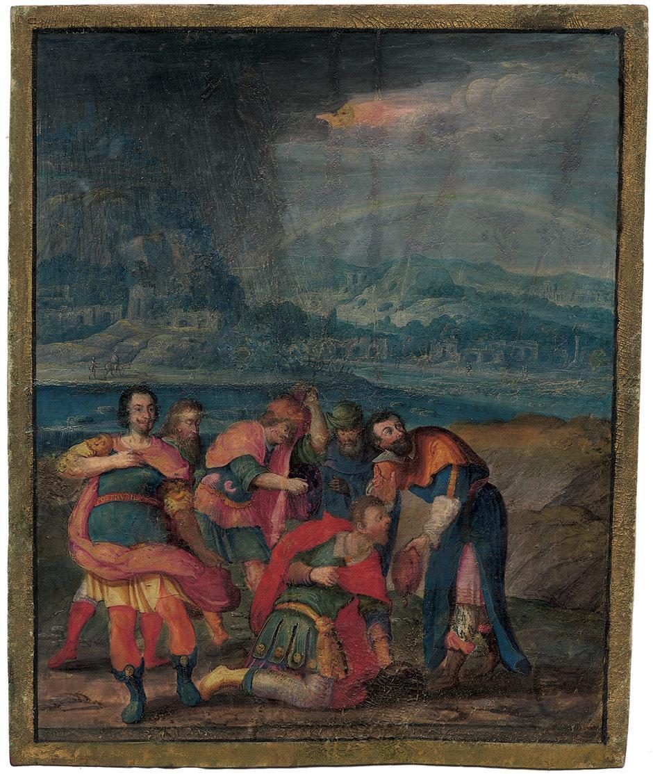 Six warriors in a landscape, vintage artwork by Johann König, 12x8" (A4) Poster