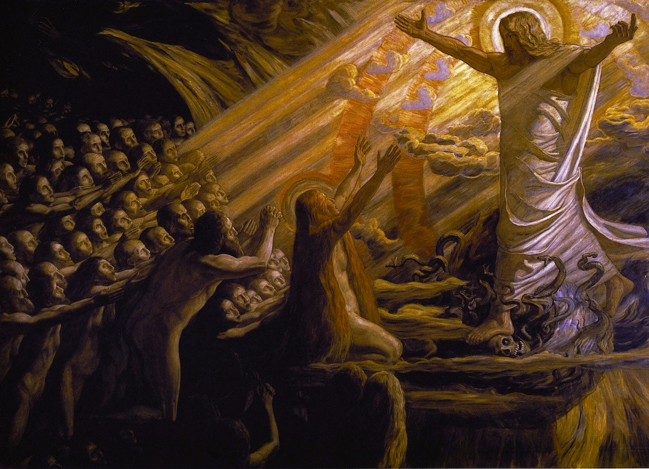 Christ in the Realm of the Dead, vintage artwork by Joakim Skovgaard, 12x8" (A4) Poster