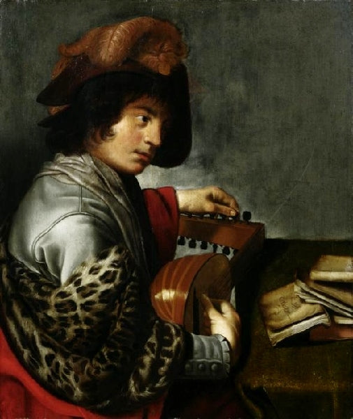 The Luteplayer, vintage artwork by Attributed to Johan Baeck, 12x8" (A4) Poster