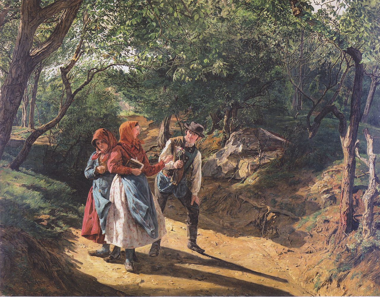Meeting in the Woods, vintage artwork by Ferdinand Georg Waldmüller, A3 (16x12") Poster Print