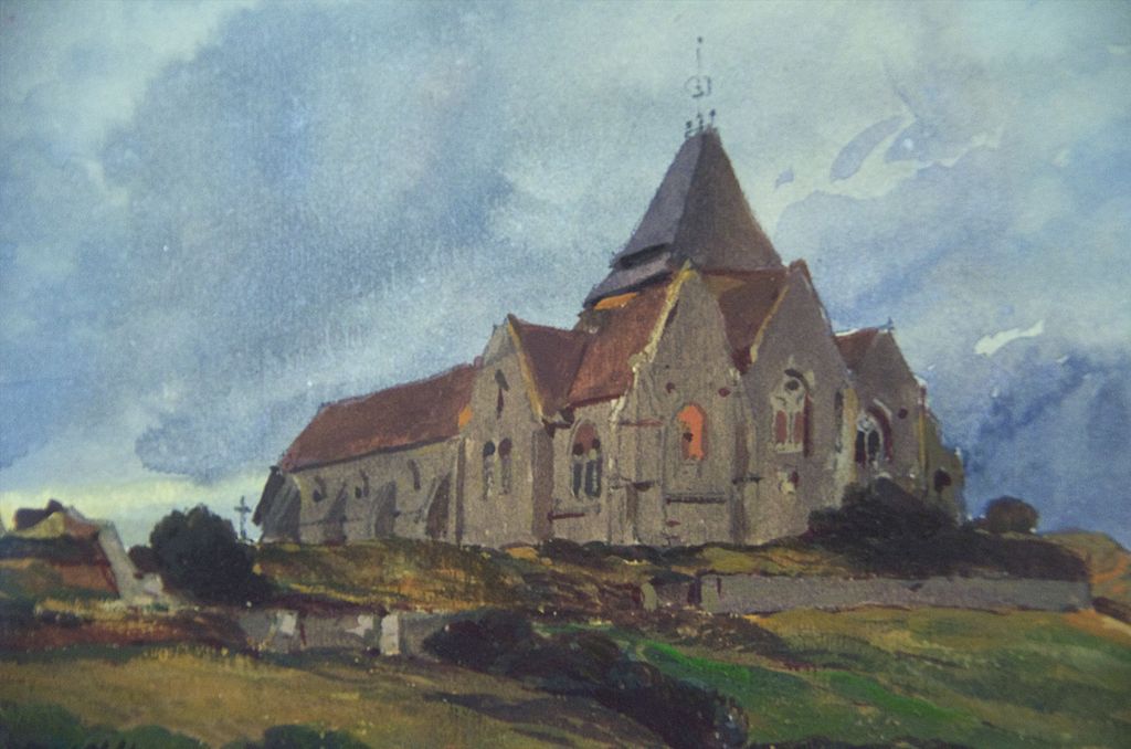 Église de Varengeville, vintage artwork by Eugène Isabey, A3 (16x12") Poster Print