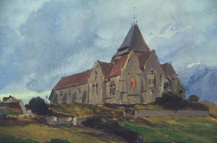 Église de Varengeville, vintage artwork by Eugène Isabey, A3 (16x12