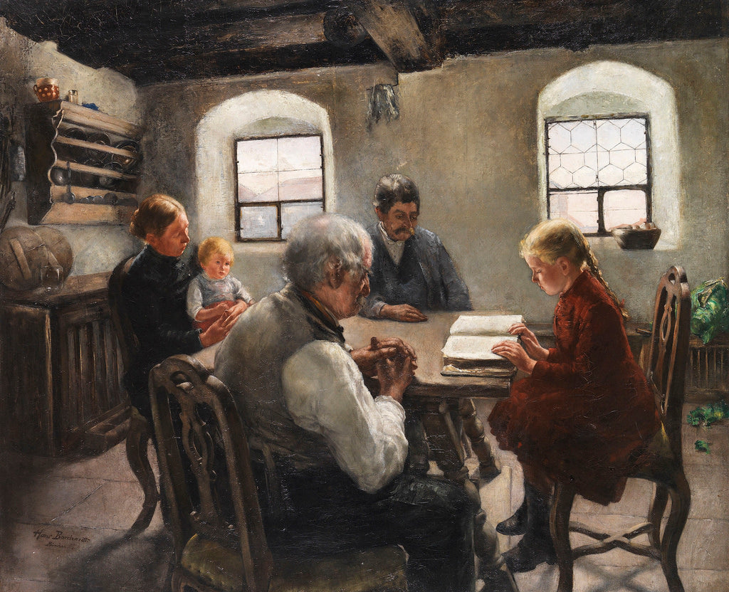 The Reading Session, vintage artwork by Hans Borchardt, 12x8" (A4) Poster