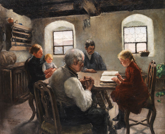 The Reading Session, vintage artwork by Hans Borchardt, 12x8" (A4) Poster