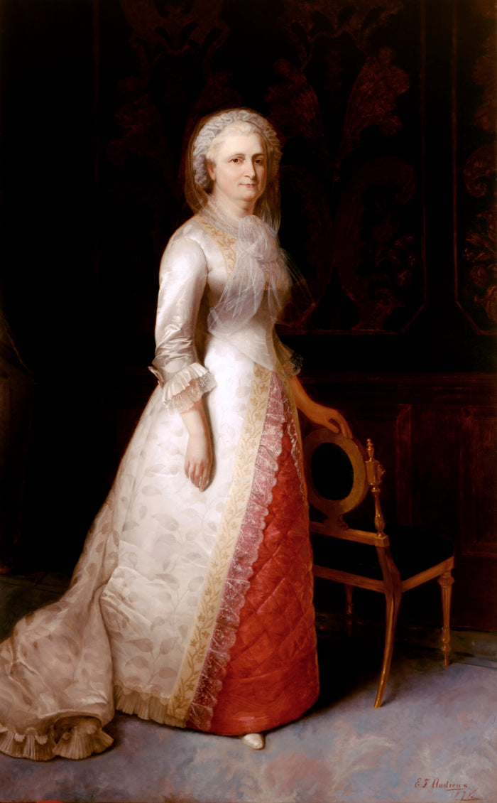 Martha Dandridge Curtis Washington (Mrs. George Washington), vintage artwork by Eliphalet Frazer Andrews, 12x8