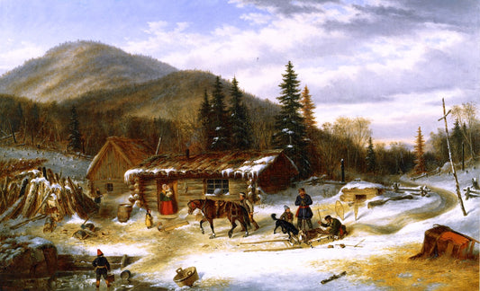 Bringing in the Deer, vintage artwork by Cornelius Krieghoff, A3 (16x12") Poster Print