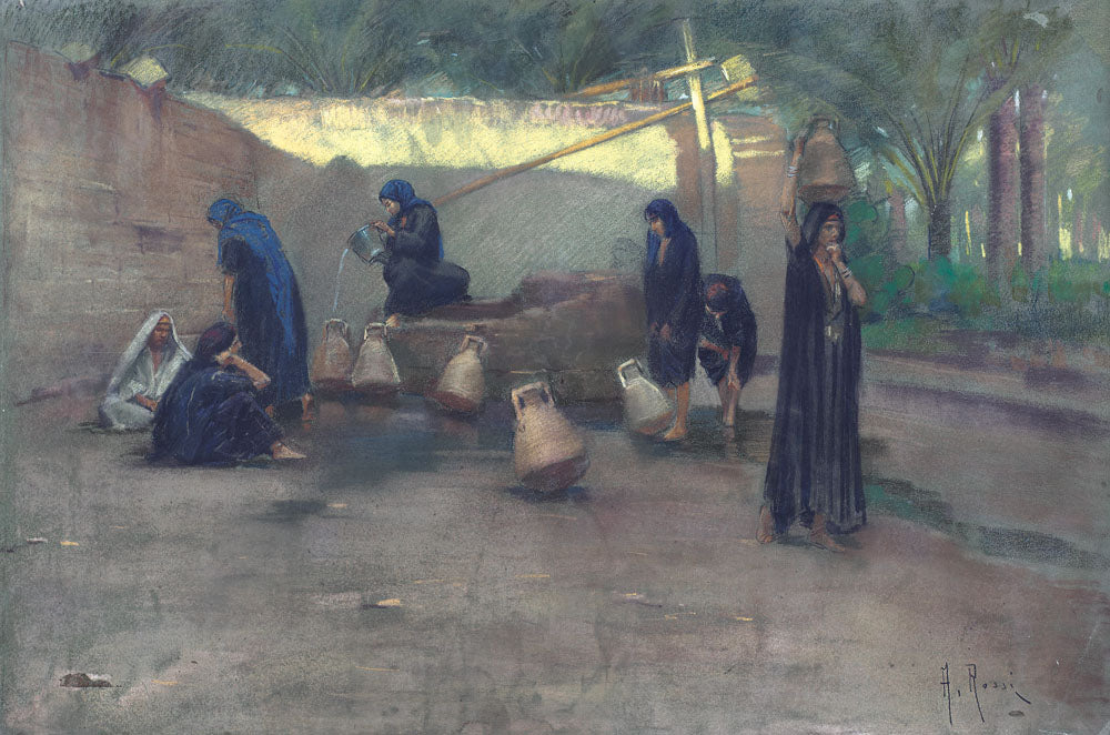 Women by the Well by Alberto Rossi,A3(16x12")Poster