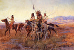 Four Mounted Indians by Charles Marion Russell,A3(16x12")Poster