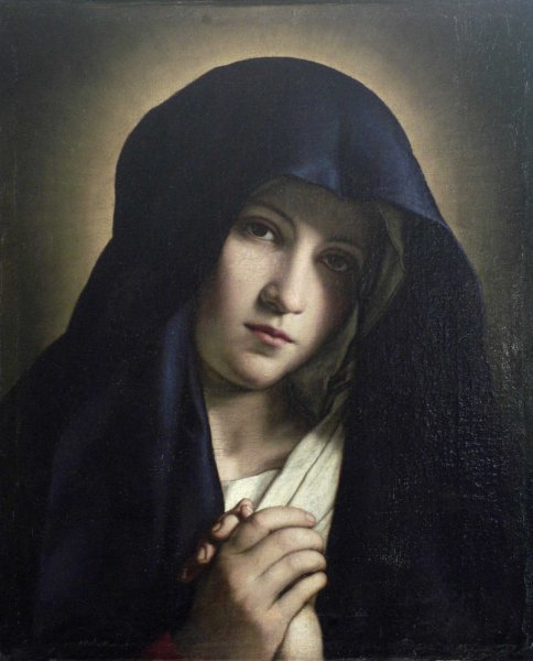 La vierge de douleur (The Virgin of Calmness), vintage artwork by Giovanni Salvi da Sassoferrato, 12x8" (A4) Poster