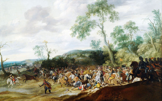Slaughter in a hilly landscape, vintage artwork by Pauwels van Hillegaert, 12x8" (A4) Poster