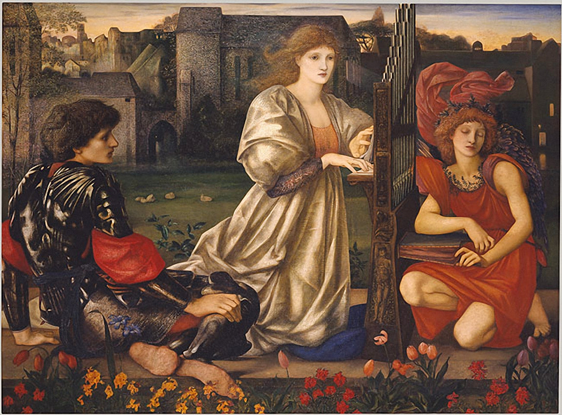 The Love Song, vintage artwork by Sir Edward Burne-Jones, 12x8" (A4) Poster