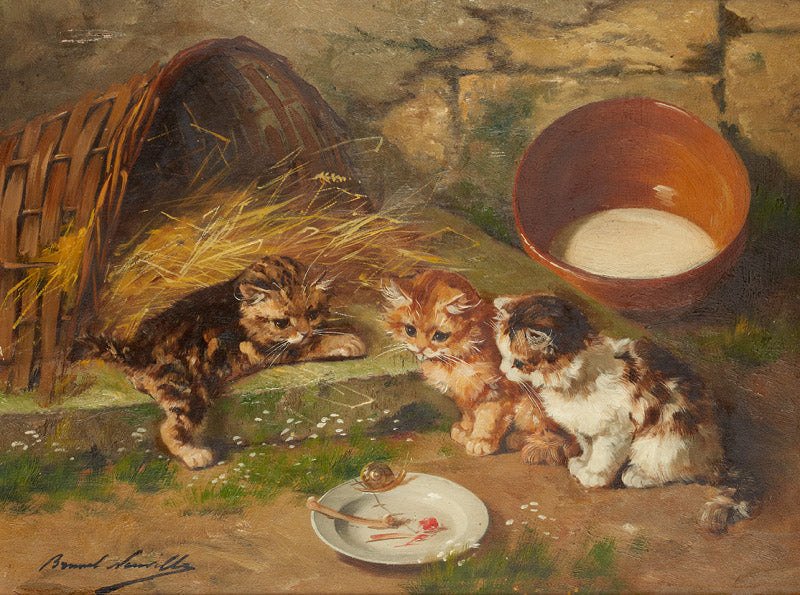 les chatons et l'escargot by Alfred Brunel de Neuville,A3(16x12")Poster