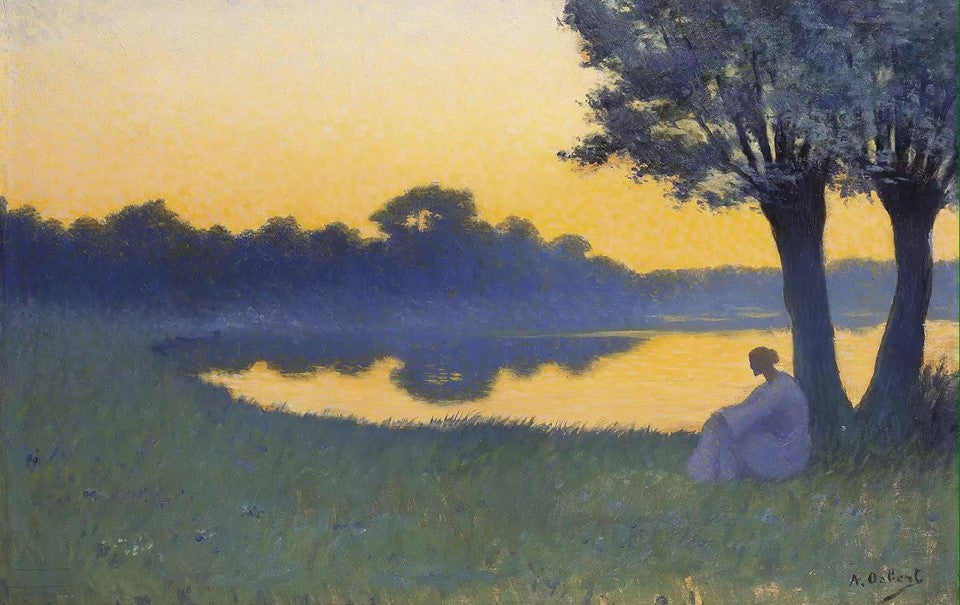 Au coucher du soleil, vintage artwork by Alphonse Osbert, 12x8" (A4) Poster