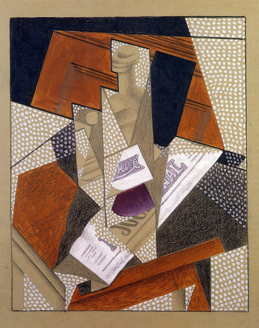 Bottle, vintage artwork by Juan Gris, 12x8" (A4) Poster