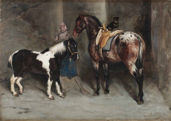 In the Stable by Karl Georg Arsenius,A3(16x12")Poster