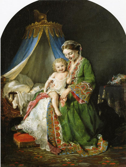 This Little Piggy Went to Market, vintage artwork by Lilly Martin Spencer, 12x8" (A4) Poster