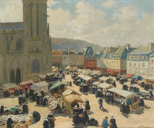 Place du marché à Quimper by Henri Alphonse Barnoin,16x12(A3) Poster