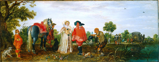 Spring, 'the meeting', vintage artwork by Adriaen van de Venne, 12x8" (A4) Poster